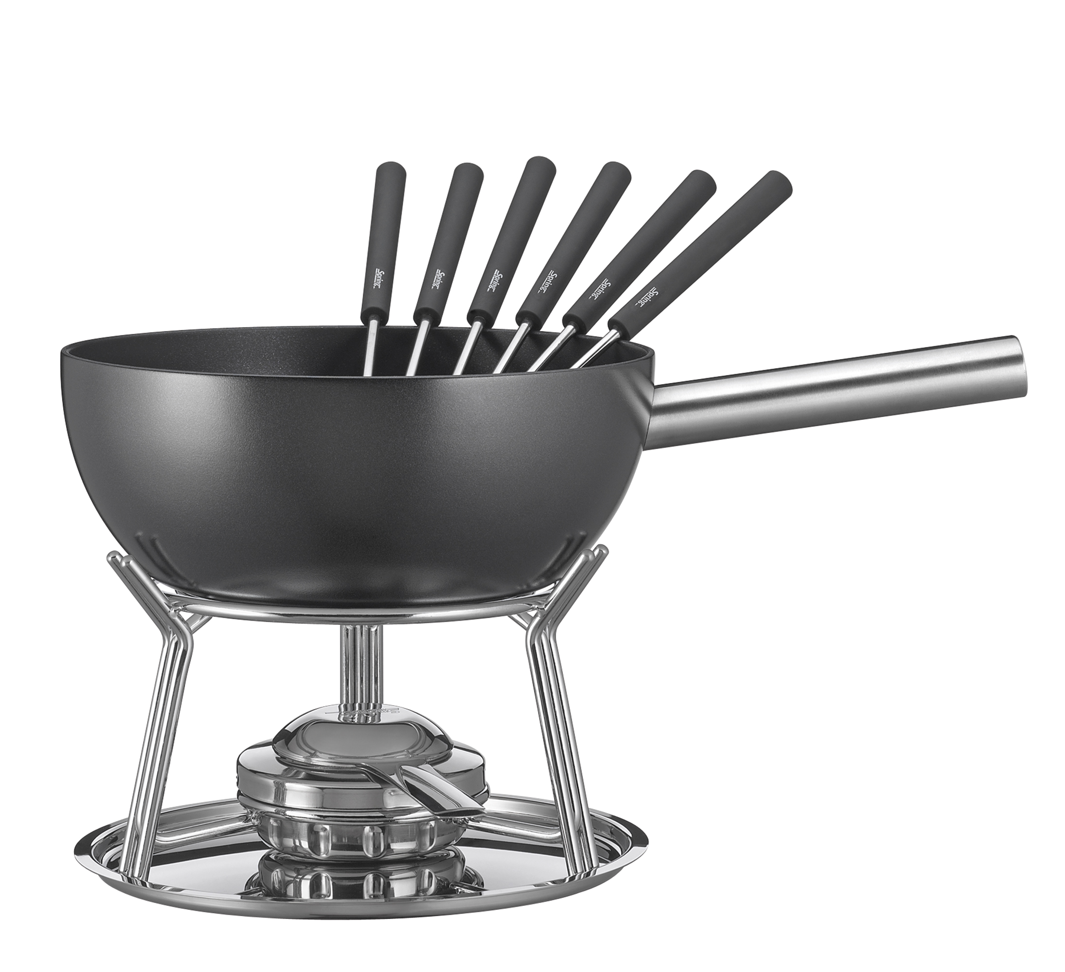 FONDUE - Fondue-Garnitur ALUMINIUM INDUKTION schwarz 23 cm